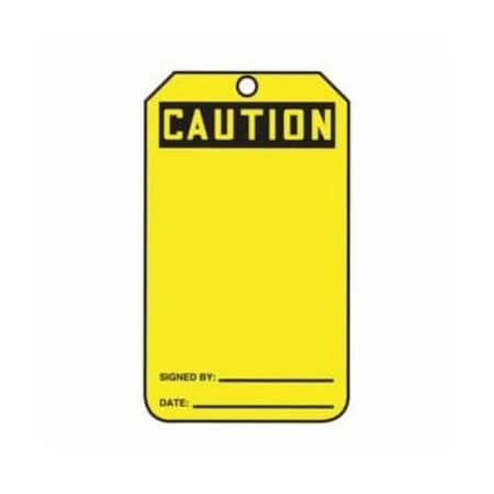 Accuform Safety Tags, CAUTION Blank, 5.75in x 3.25in, PF-Cardstock, 25PK MGT200CTP
